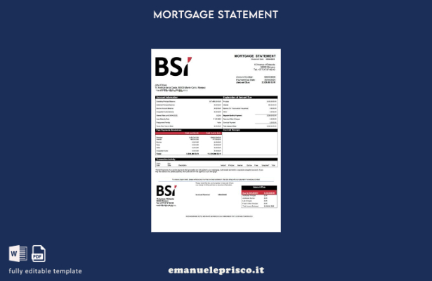 stile verificato Monaco BSI Monaco dichiarazione dei mutui Modello Word e PDF